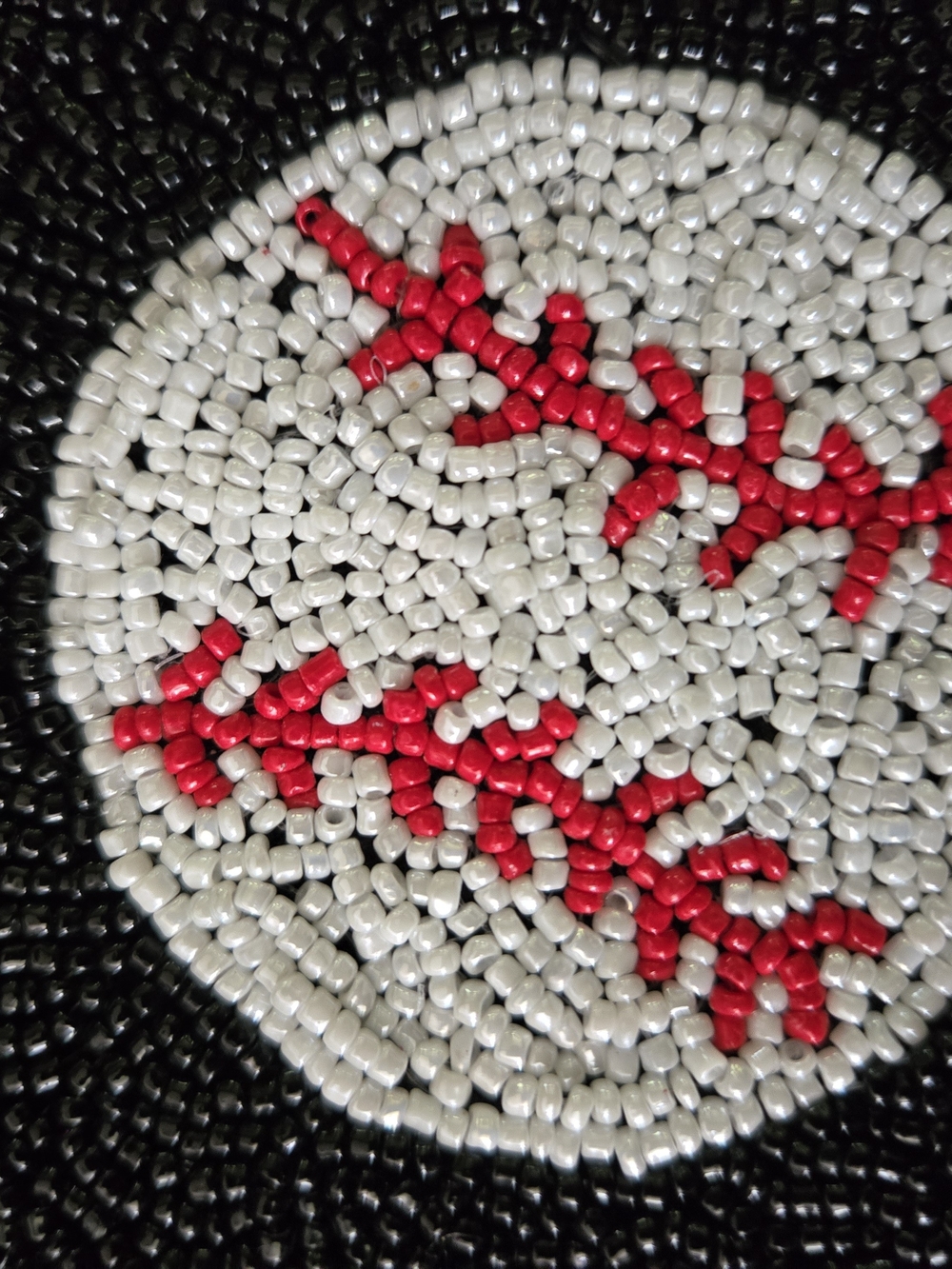 Beaded Baseball Zip Pouch - Black & White with Red Stitching NWOT - Picture 2 of 2